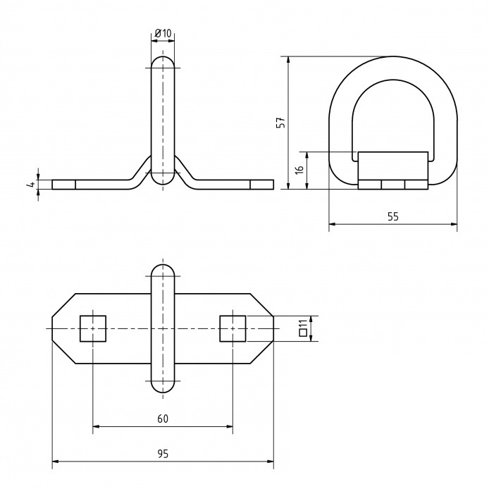 4x Zurröse Zurrbügel Zurrlasche mit Ring 800daN verzinkt m. Gegenplatte  Schrauben - Trailerexperts